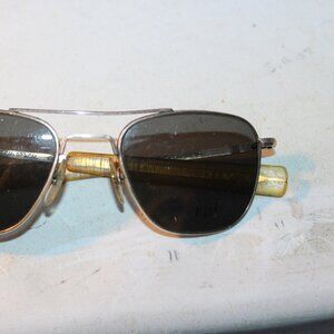 American Optical 12k Gold Filled Aviator Sunglasses 5 1/2" Viet Nam Era